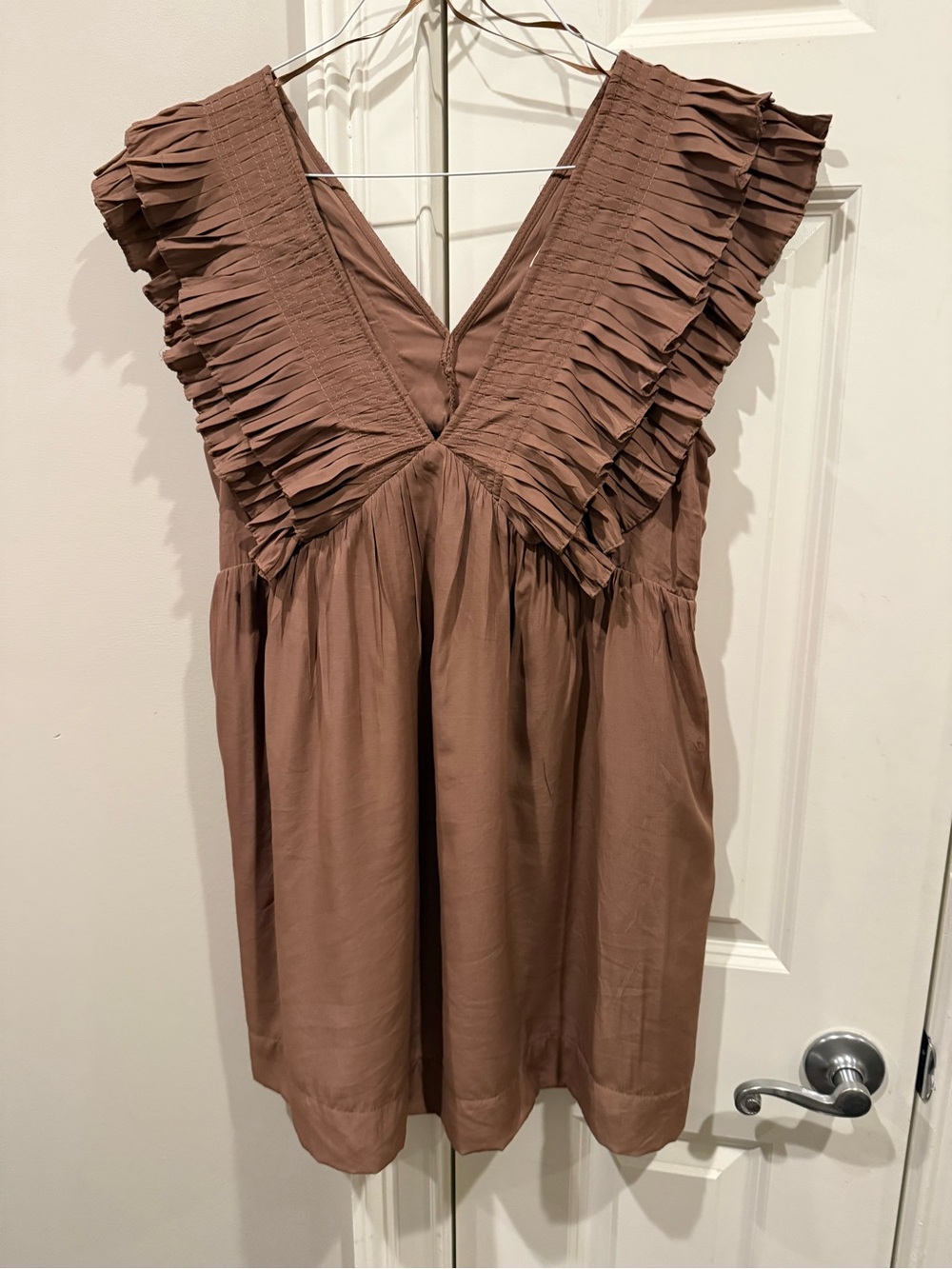 Mustard Seed Brown Pleated neck romper